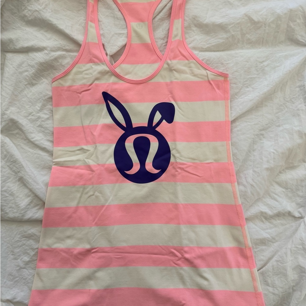 lululemon athletica Pink and White Striped Tank Top